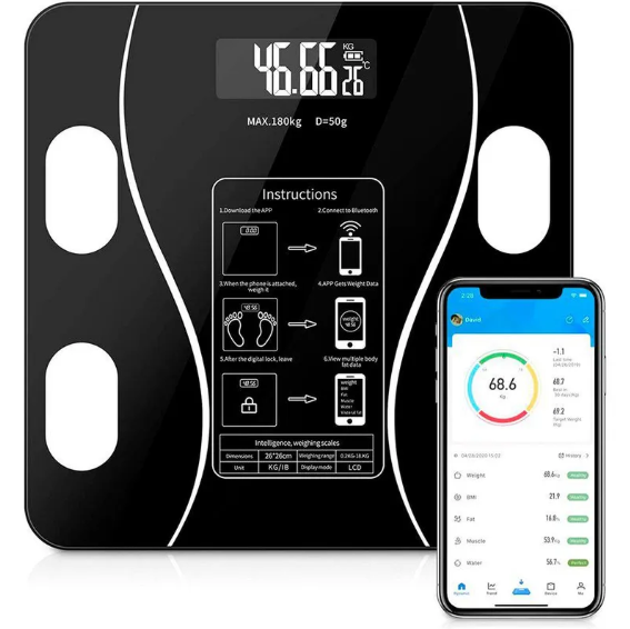 Báscula inteligente con app de composición corporal
