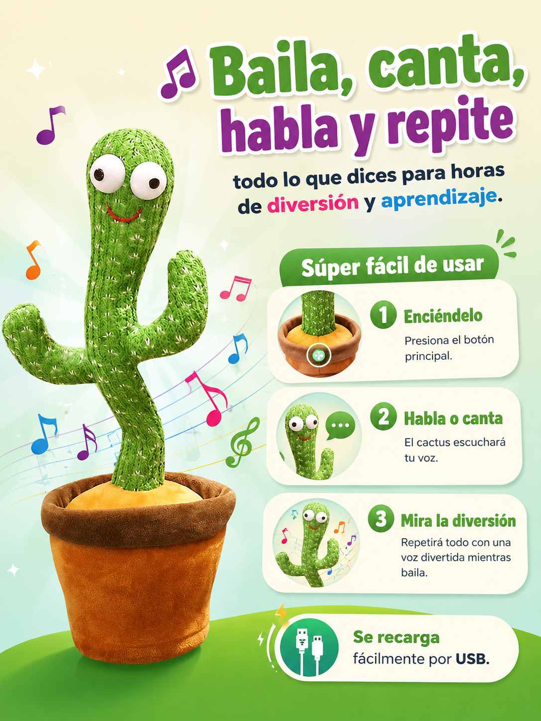 Cactus Bailarín Musical – Diversión queno se detiene